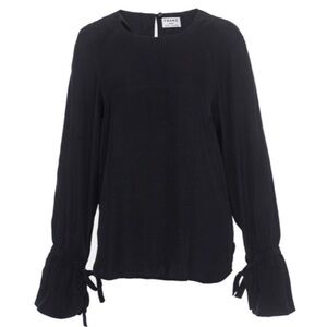 NWT FRAME Denim Voluminous Cuff Silk Blouse - Black Size Medium